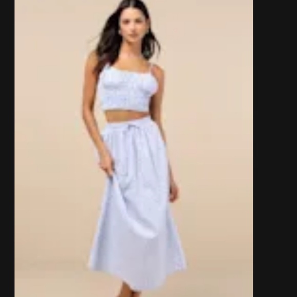 Lulus Delightful Blue Midi Dress - Picture 1 of 3